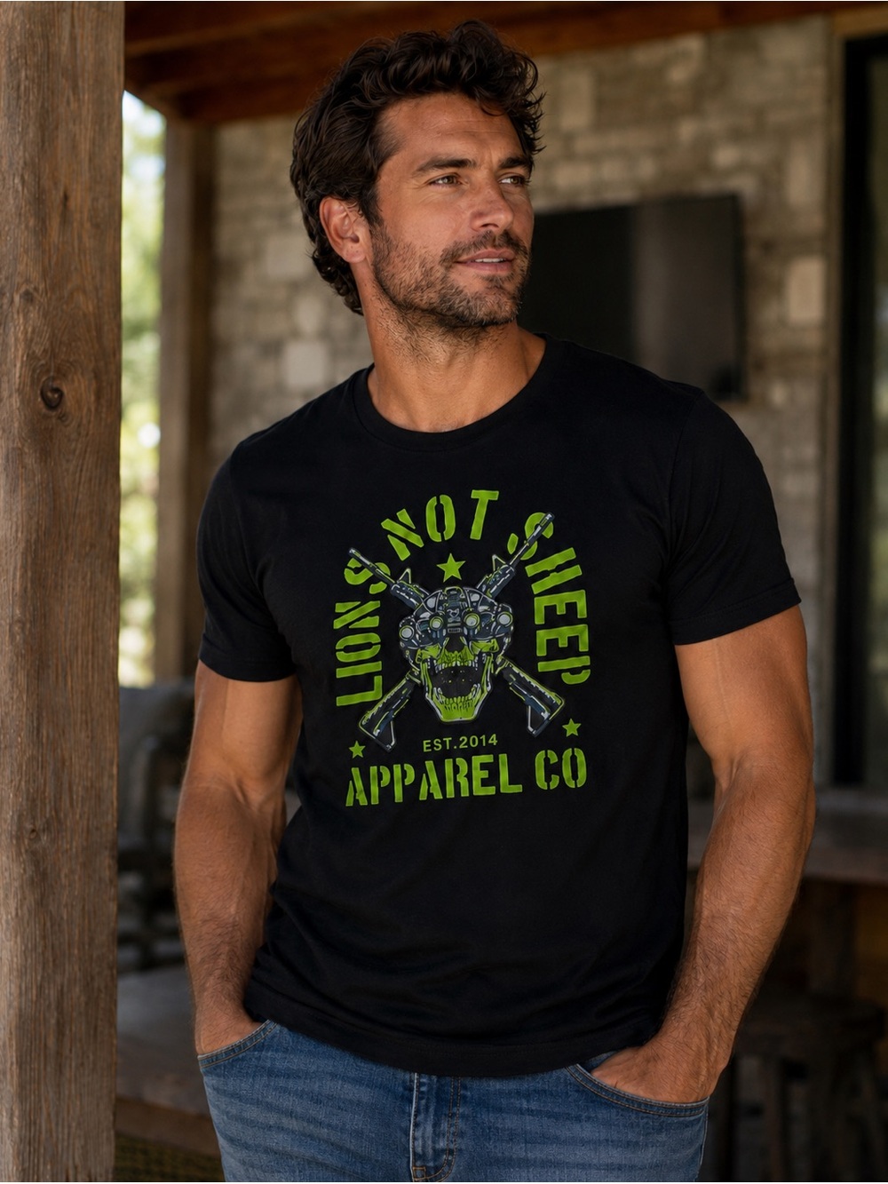 Lions Not Sheep Graphic Tee Medium Athletic Fit Black Shirt